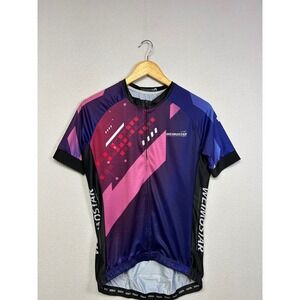Cyberpunk Geometric Weimostar Mens Size M Purple Pink Full Zip Cycling Jersey